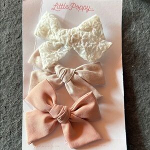 Hair Bow Trio - White, Cream, Pink